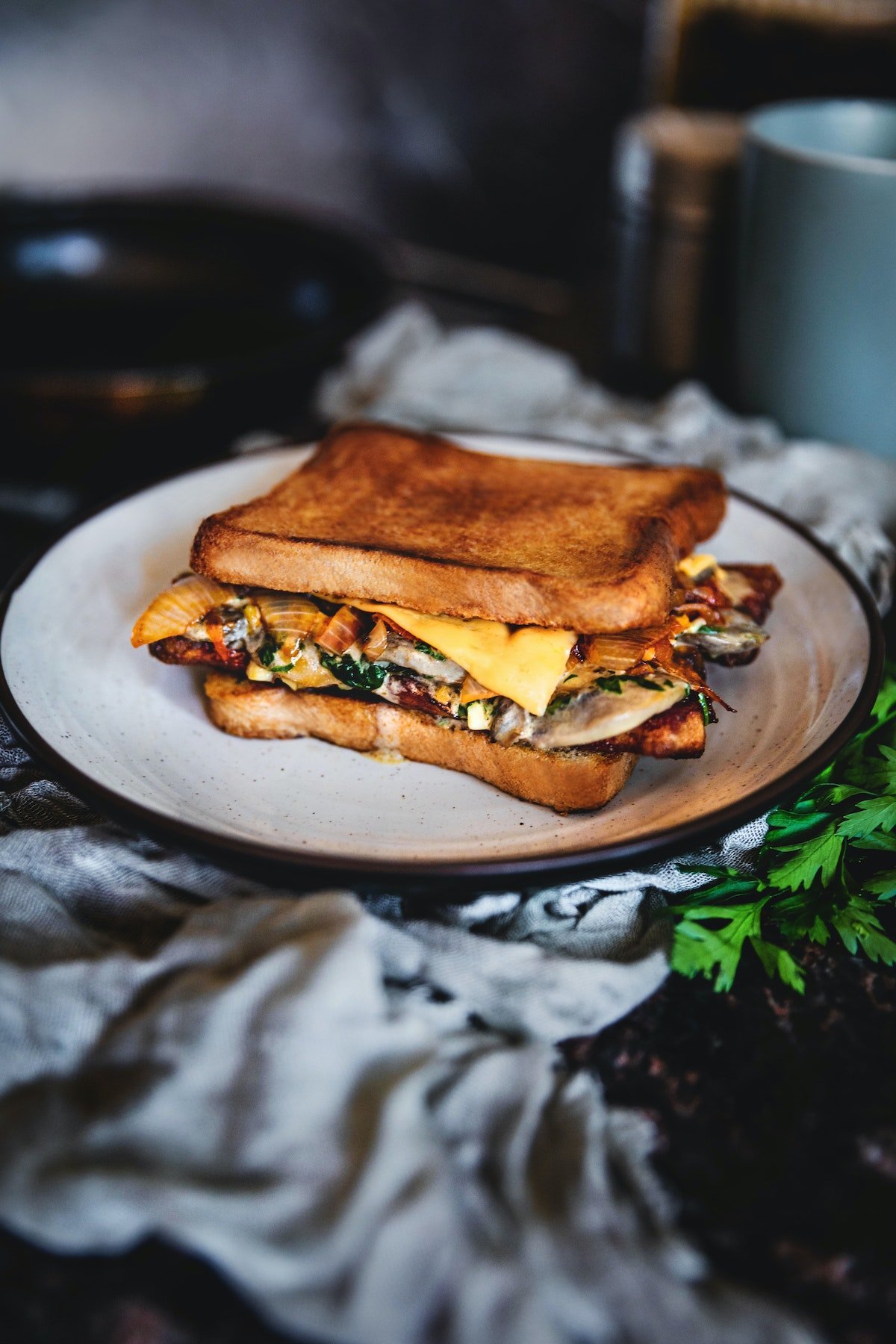 Grilled Chicken Mushroom Toast